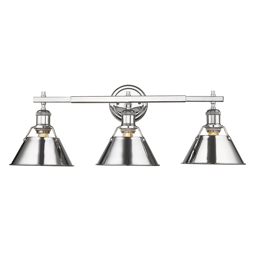 Golden Orwell 3-Light 24" Bathroom Vanity Light in Chrome