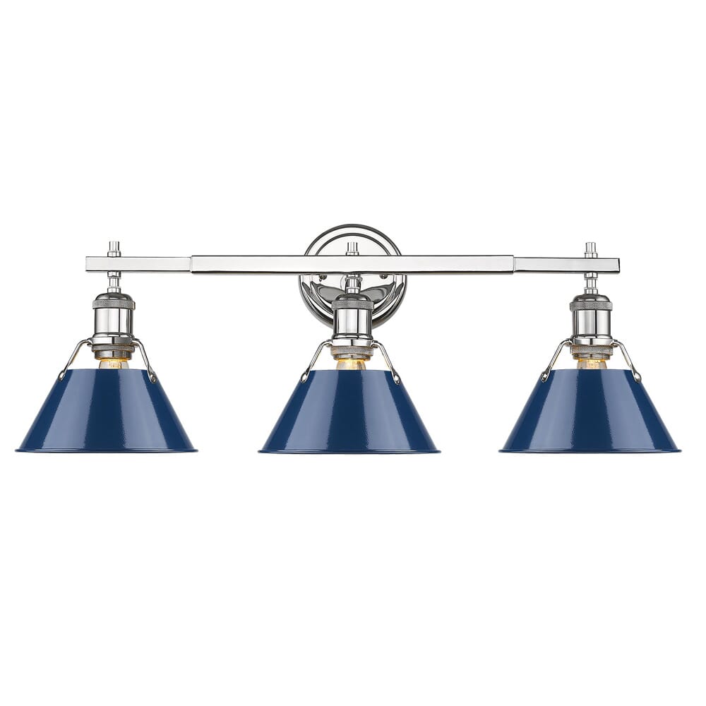 Golden Orwell 3-Light 24" Bathroom Vanity Light in Chrome