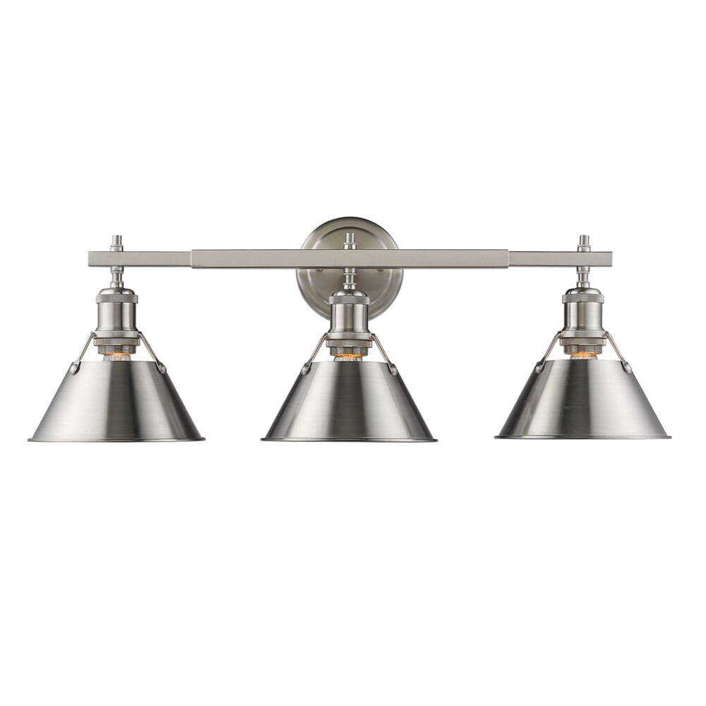 Golden Orwell 3-Light 24" Bathroom Vanity Light in Pewter