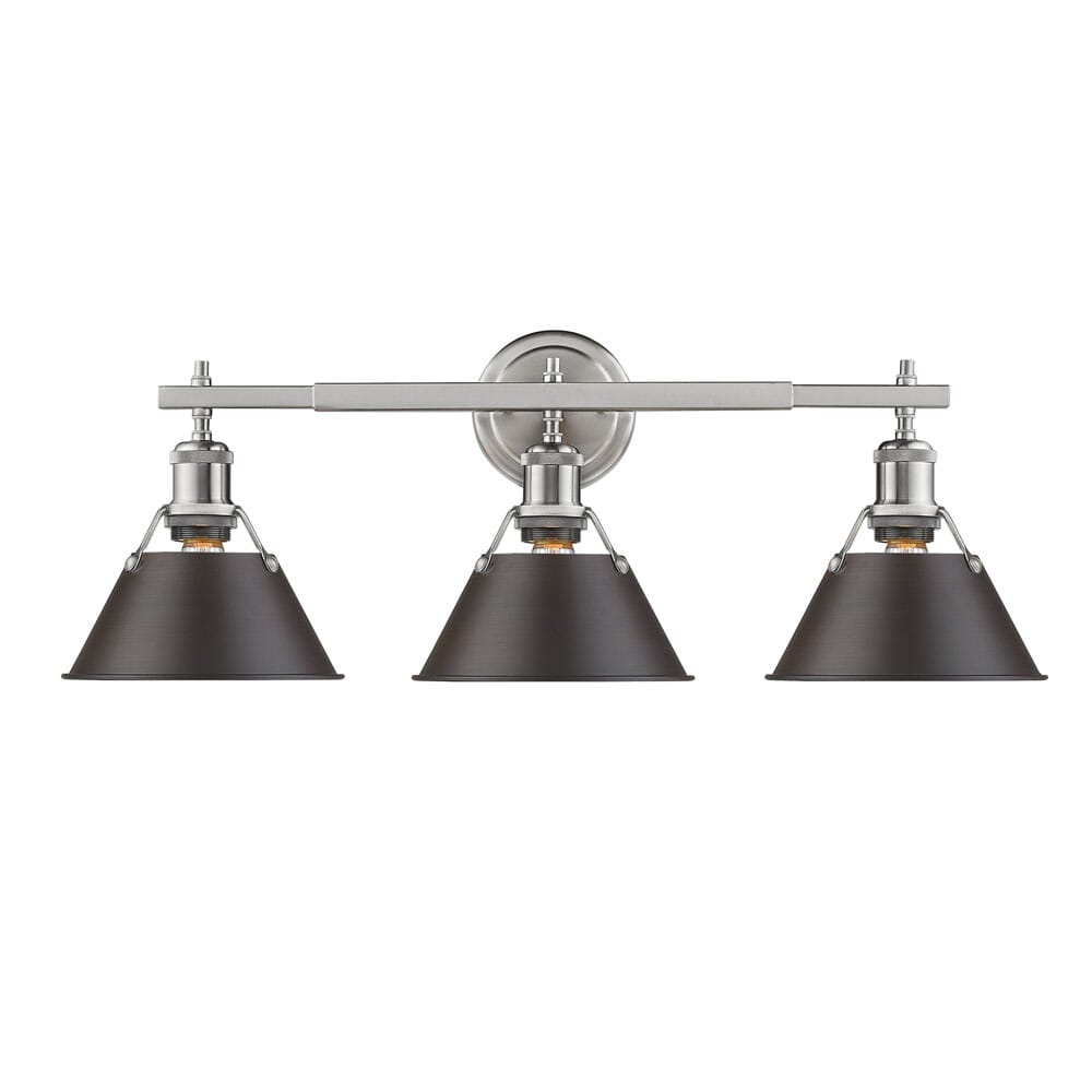 Golden Orwell 3-Light 24" Bathroom Vanity Light in Pewter