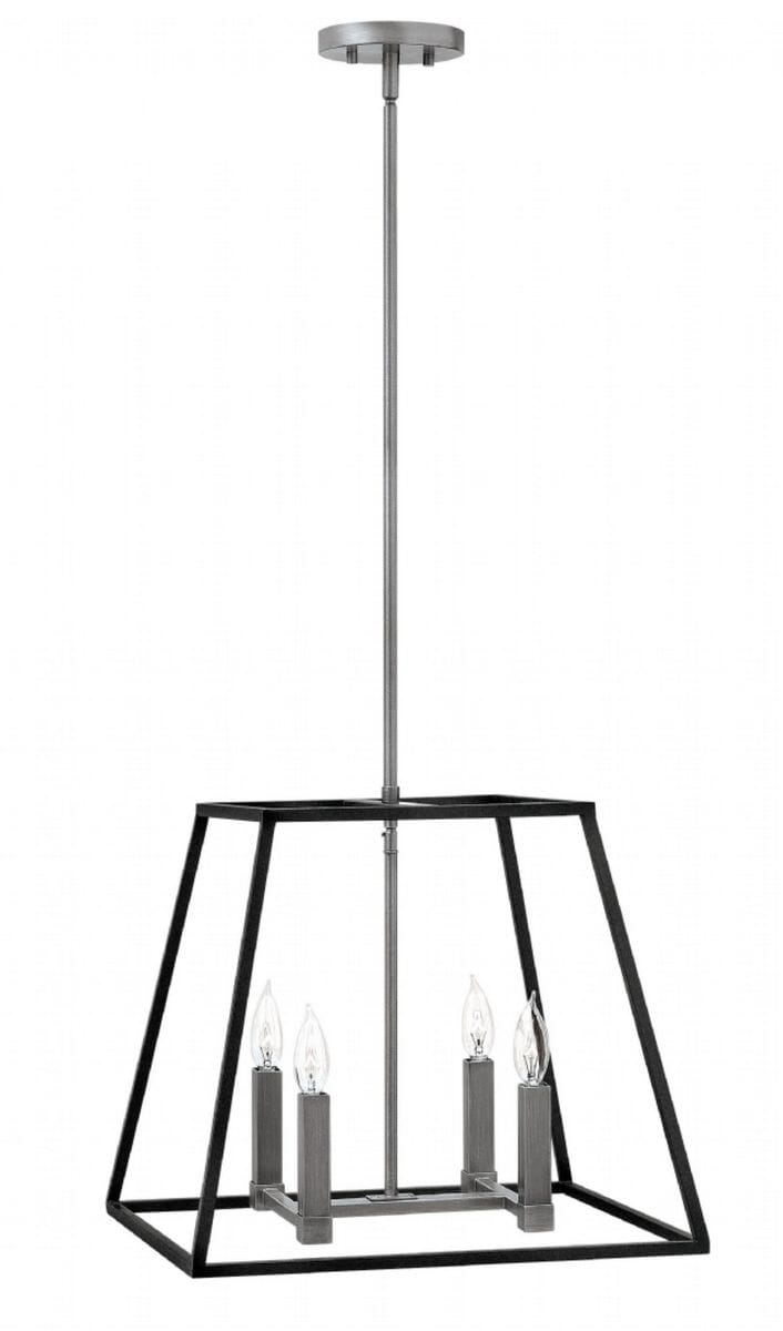 Hinkley Fulton 4-Light Hanging Pendant Light in Aged Zinc