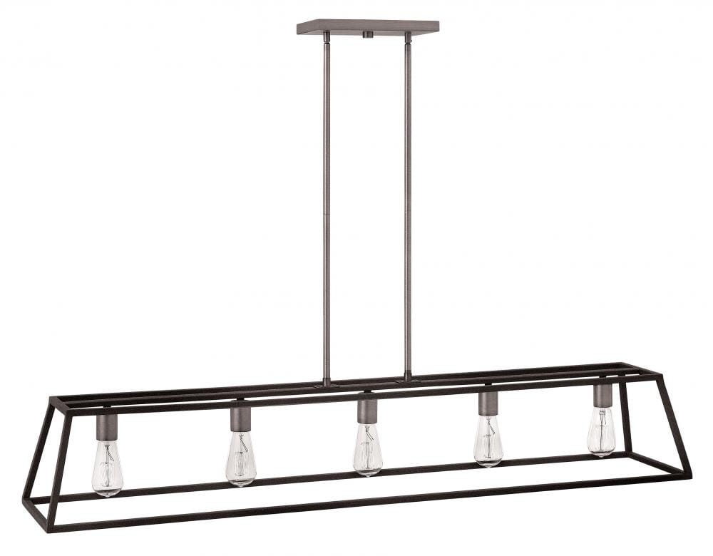 Hinkley Fulton 5-Light Linear Chandelier in Aged Zinc