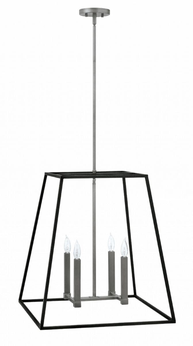 Hinkley Fulton 4-Light Stem Pendant Light in Aged Zinc