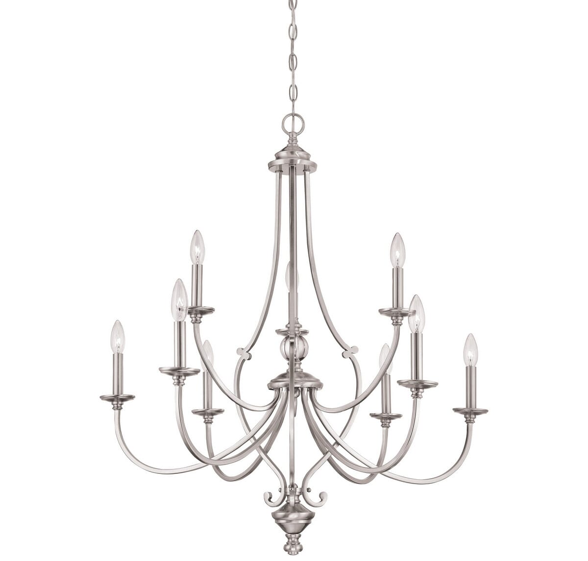 Minka Lavery Savannah Row 9-Light 34" Traditional Chandelier in Brushed Nickel