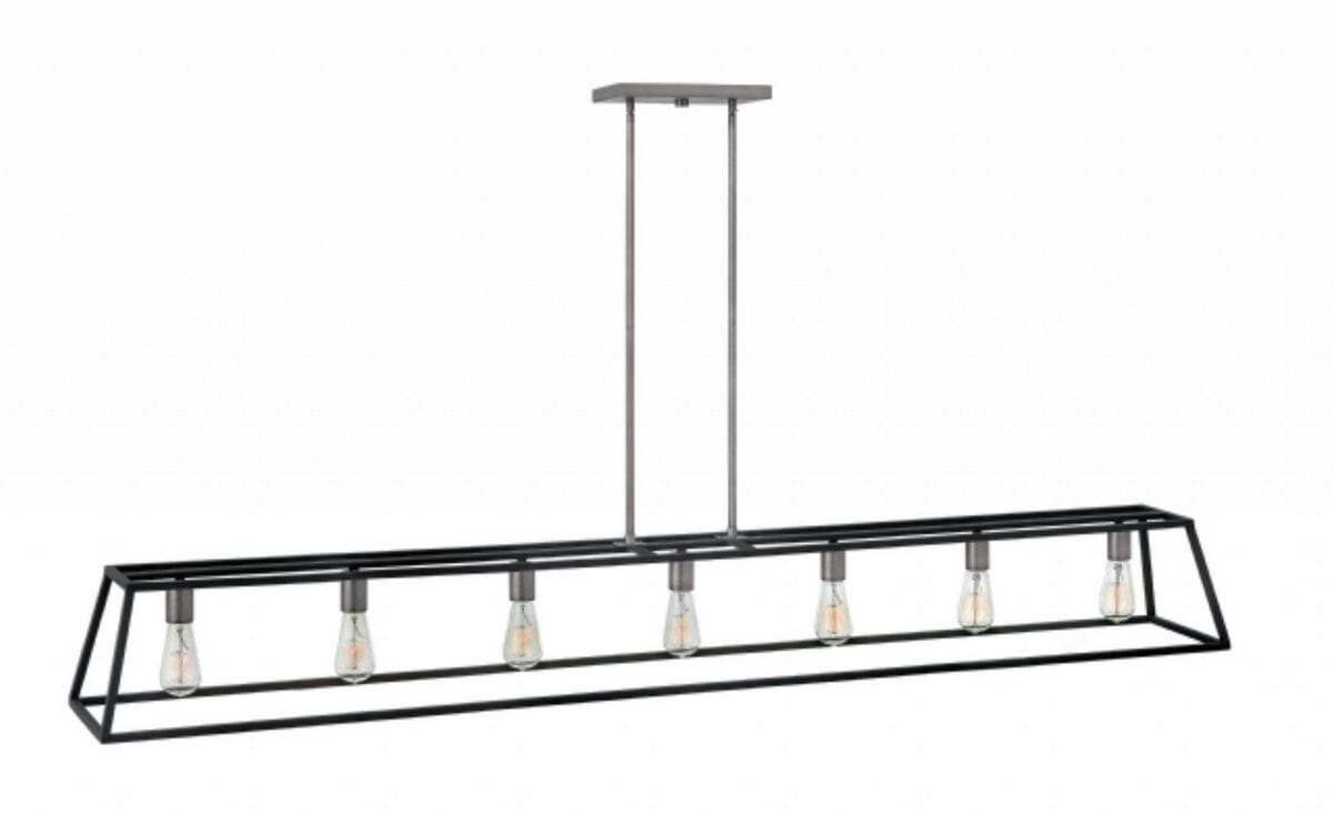 Hinkley Fulton 7-Light Linear Pendant Light in Aged Zinc