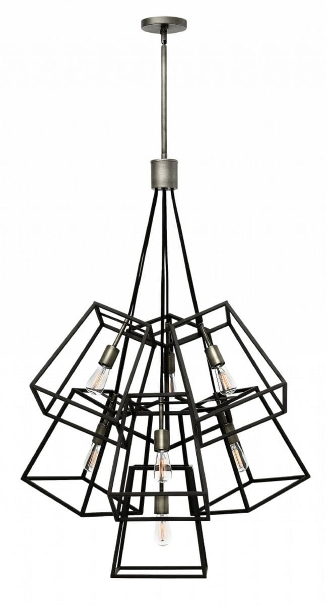 Hinkley Fulton 7-Light Large Foyer Pendant in Aged Zinc