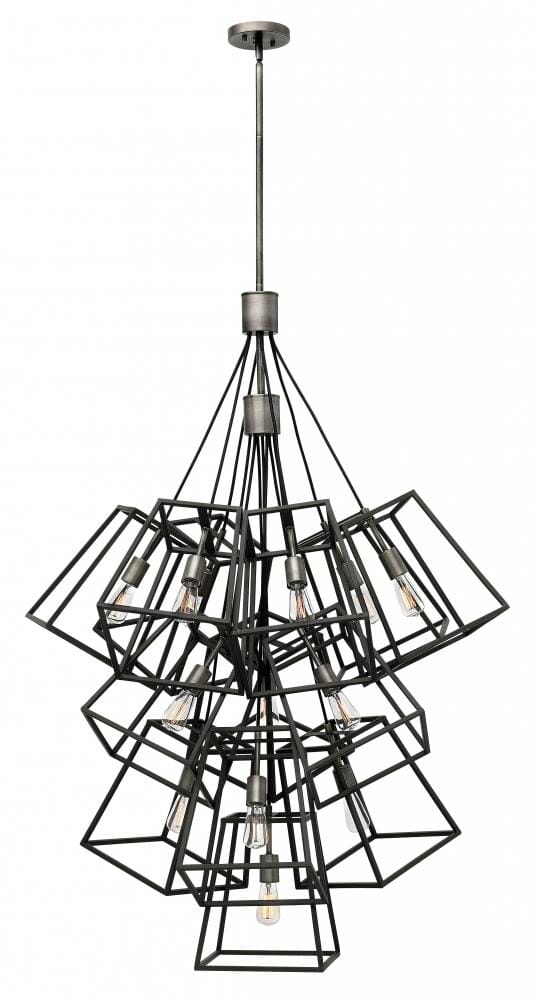 Hinkley Fulton 13-Light Large Chandelier in Aged Zinc