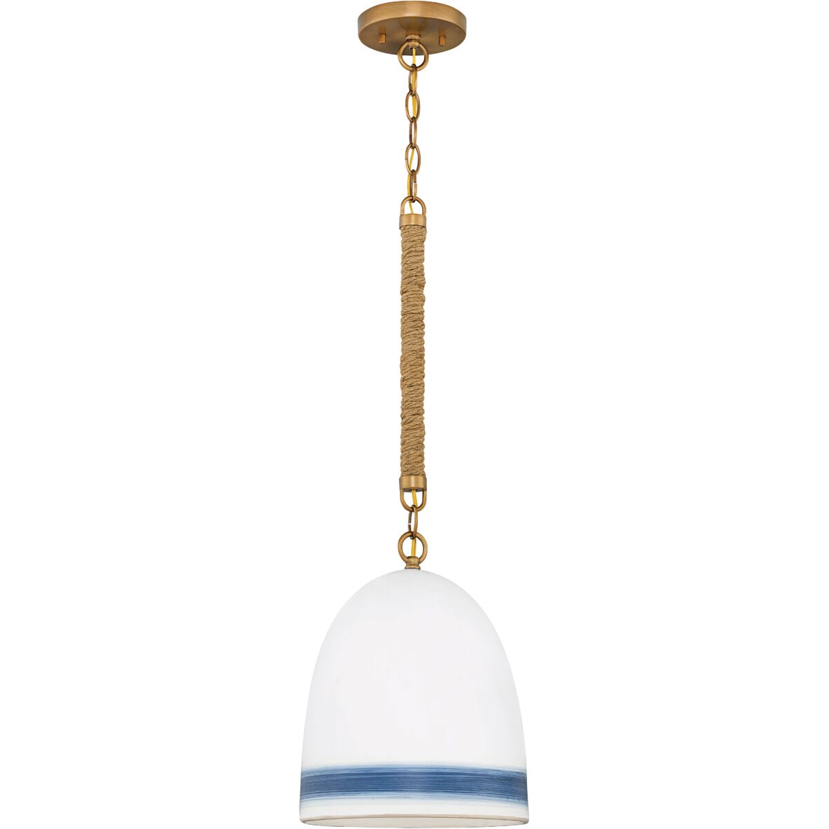 Hinkley Nash 1-Light Pendant in Heirloom Brass with Navy Stripe