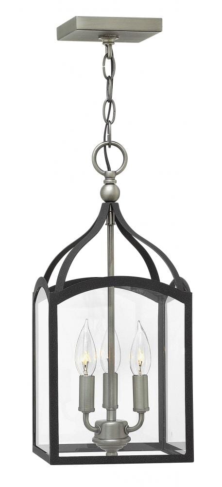 Hinkley Clarendon 3-Light Small Pendant Foyer Light in Aged Zinc