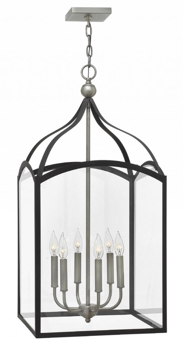 Hinkley Clarendon 6-Light Single Tier Foyer Light in Aged Zinc