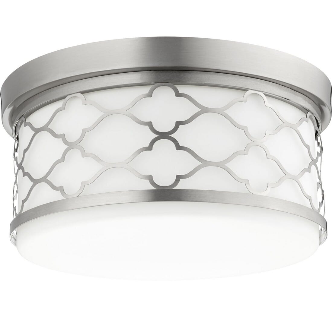 Quorum Transitional 3-Light Quatrefoil 14" Ceiling Light in Satin Nickel