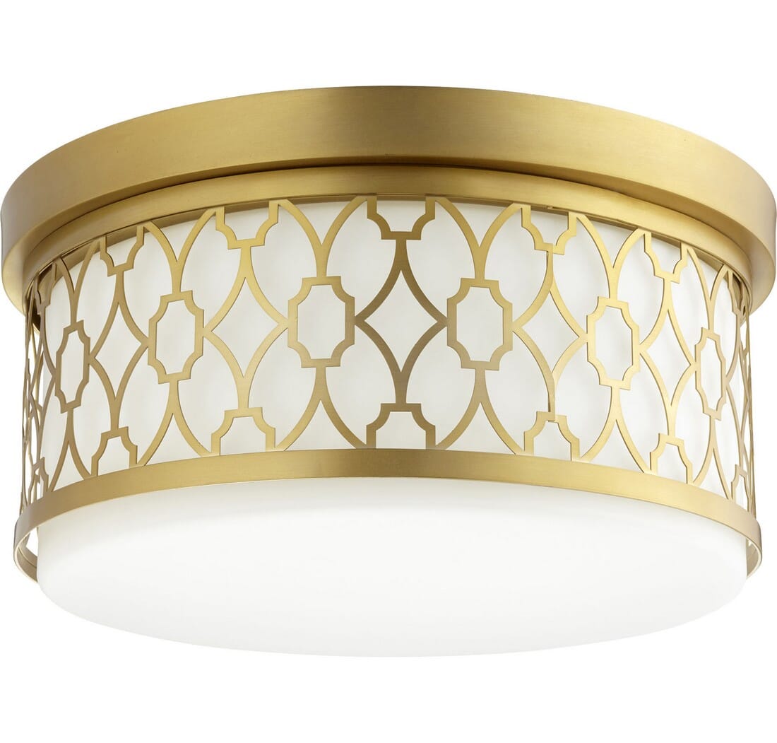 Quorum Transitional 3-Light 14" Ceiling Light in Aged Brass