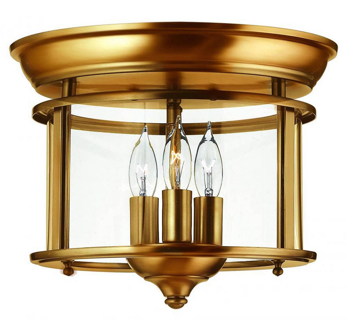 Hinkley Gentry 3-Light Flush Mount Ceiling Light in Heirloom Brass