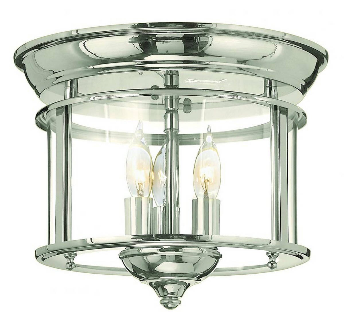 Hinkley Gentry 3-Light Flush Mount Ceiling Light in Polished Nickel