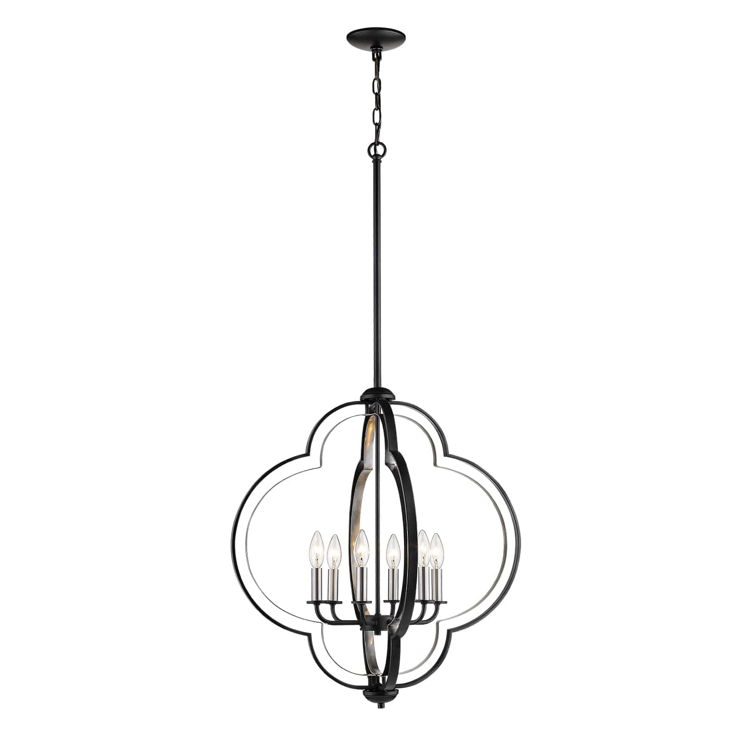 Millennium Lighting 6-Light 24" Pendant in Matte Black and Brushed Nickel