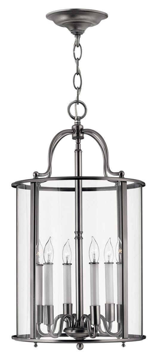 Hinkley Gentry Large Hanging Foyer Ceiling Light in Pewter