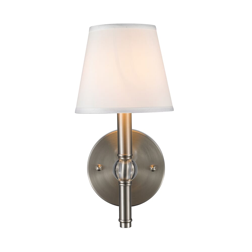 Golden Lighting Waverly Wall Sconce in Pewter w/ Classic White Shade