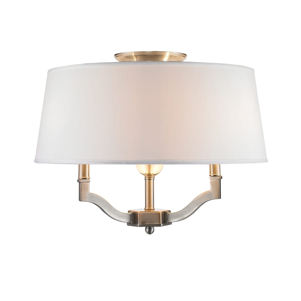 Golden Lighting Waverly Semi-Flush (Convertible) in Pewter w/ Classic White Shade