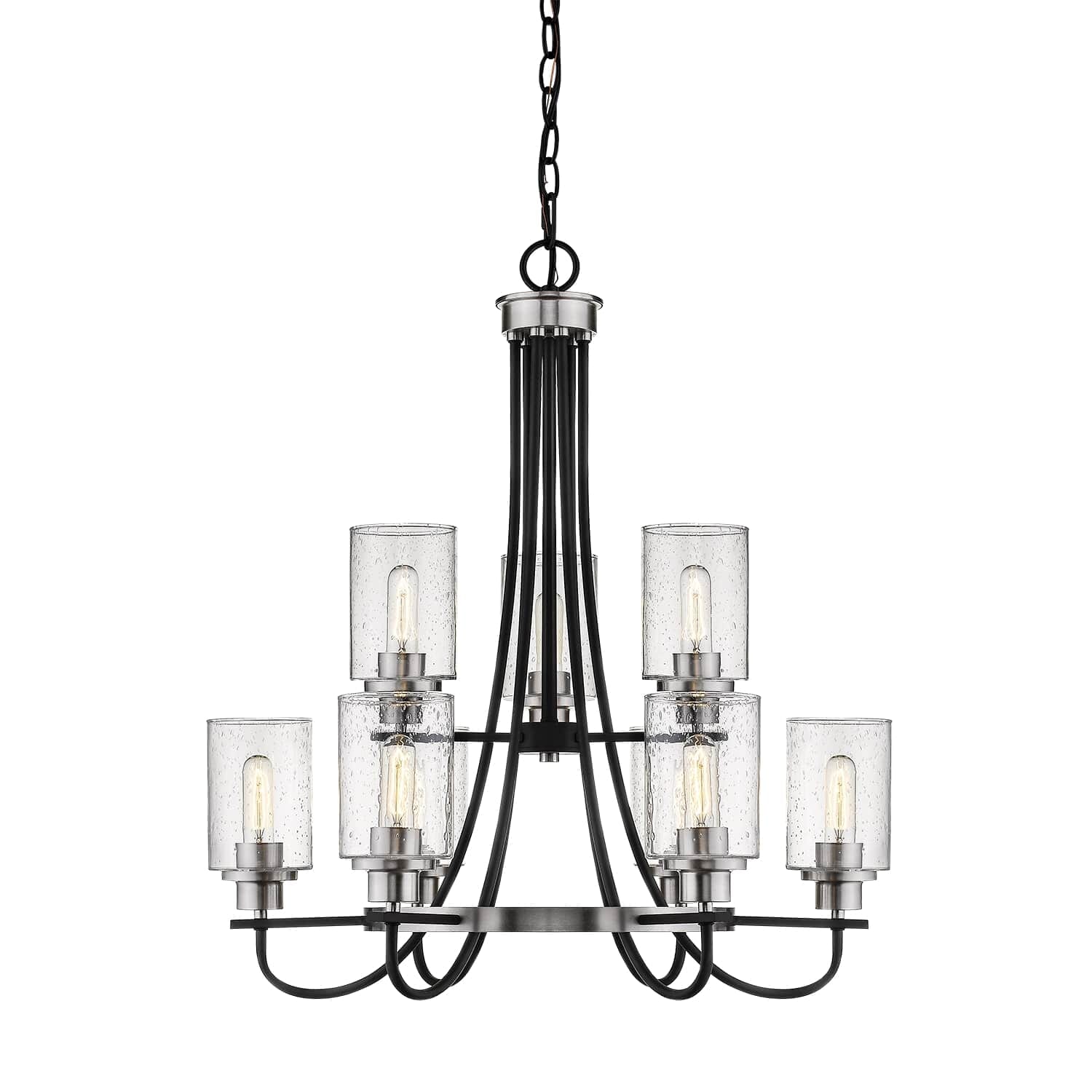 Millennium Lighting Clifton 9-Light 28.5" Chandelier in Matte Black and Brushed Nickel