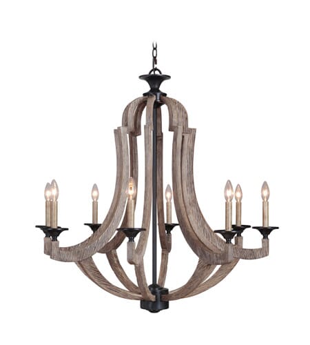 Craftmade Winton Rustic 8-Light Chandelier in Weathered Pine and Bronze