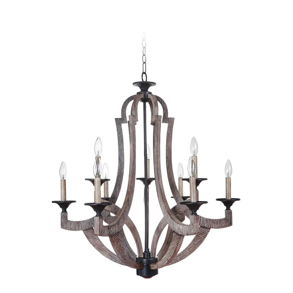 Craftmade Winton Rustic 9-Light Chandelier in Weathered Pine