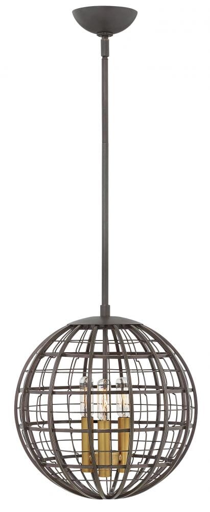 Hinkley Terra 3-Light Single Tier Pendant in Oiled Bronze