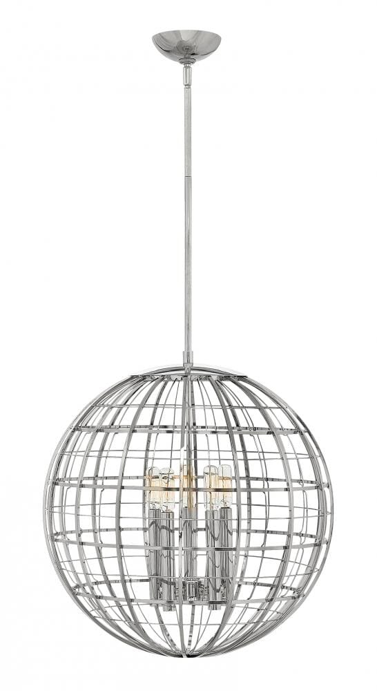 Hinkley Terra 5-Light Single Tier Pendant in Polished Nickel