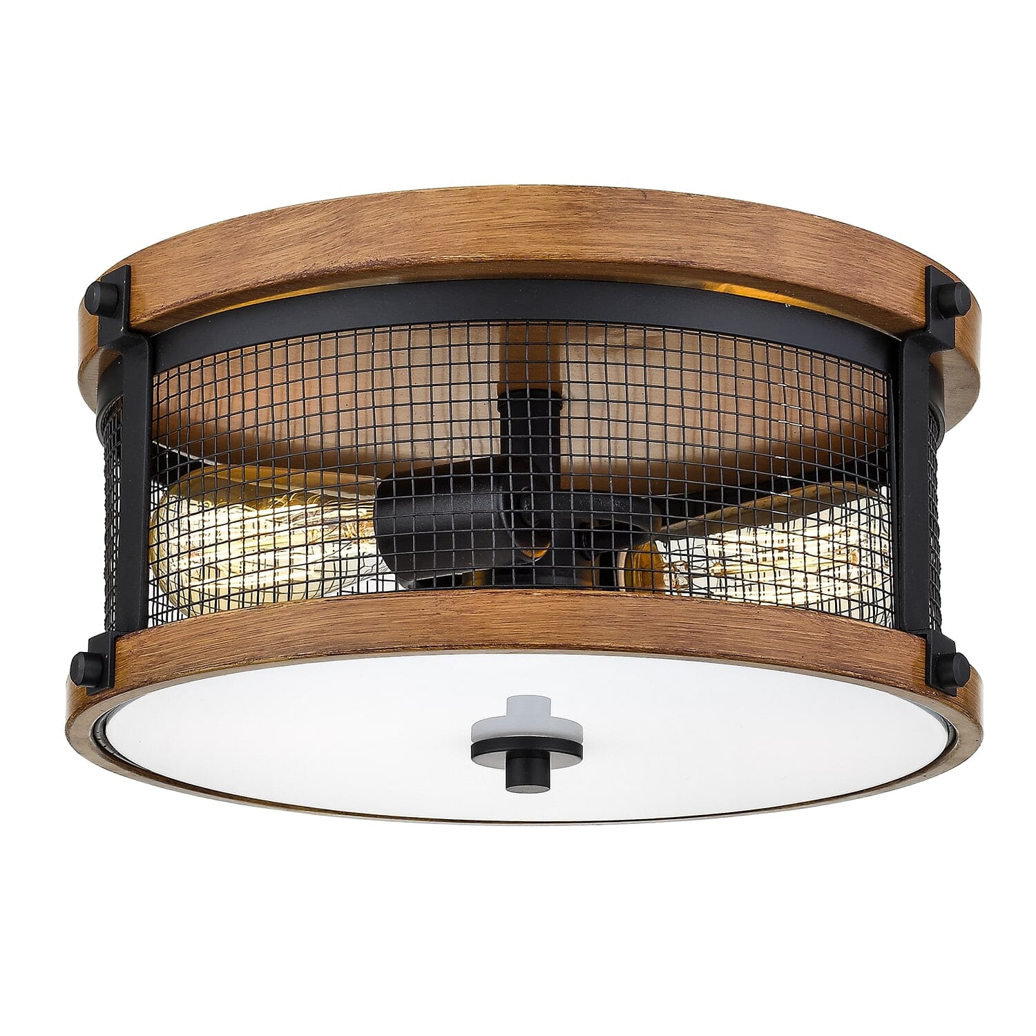 Millennium Lighting Mesa 2-Light 13" Ceiling Light in Matte Black and Wood Grain