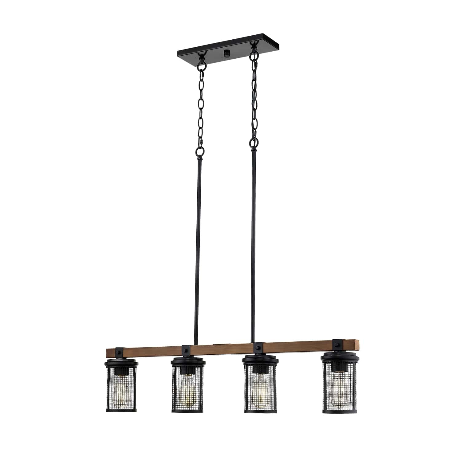 Millennium Lighting Mesa 4-Light 32" Island Light in Matte Black and Wood Grain