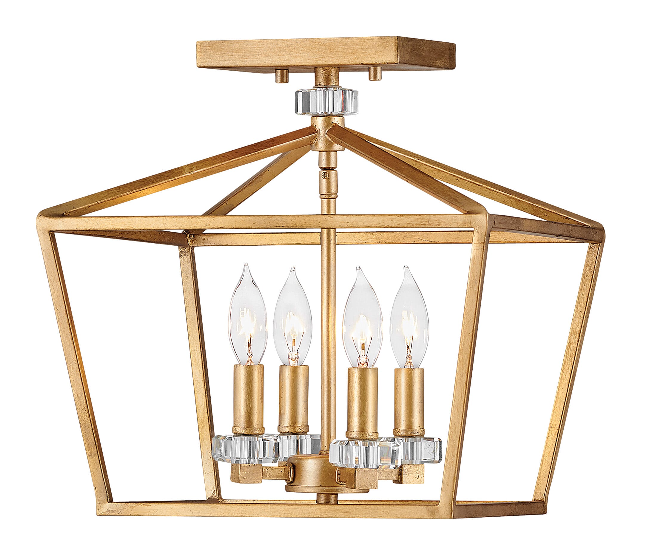 Hinkley Stinson 4-Light Chandelier in Distressed Brass