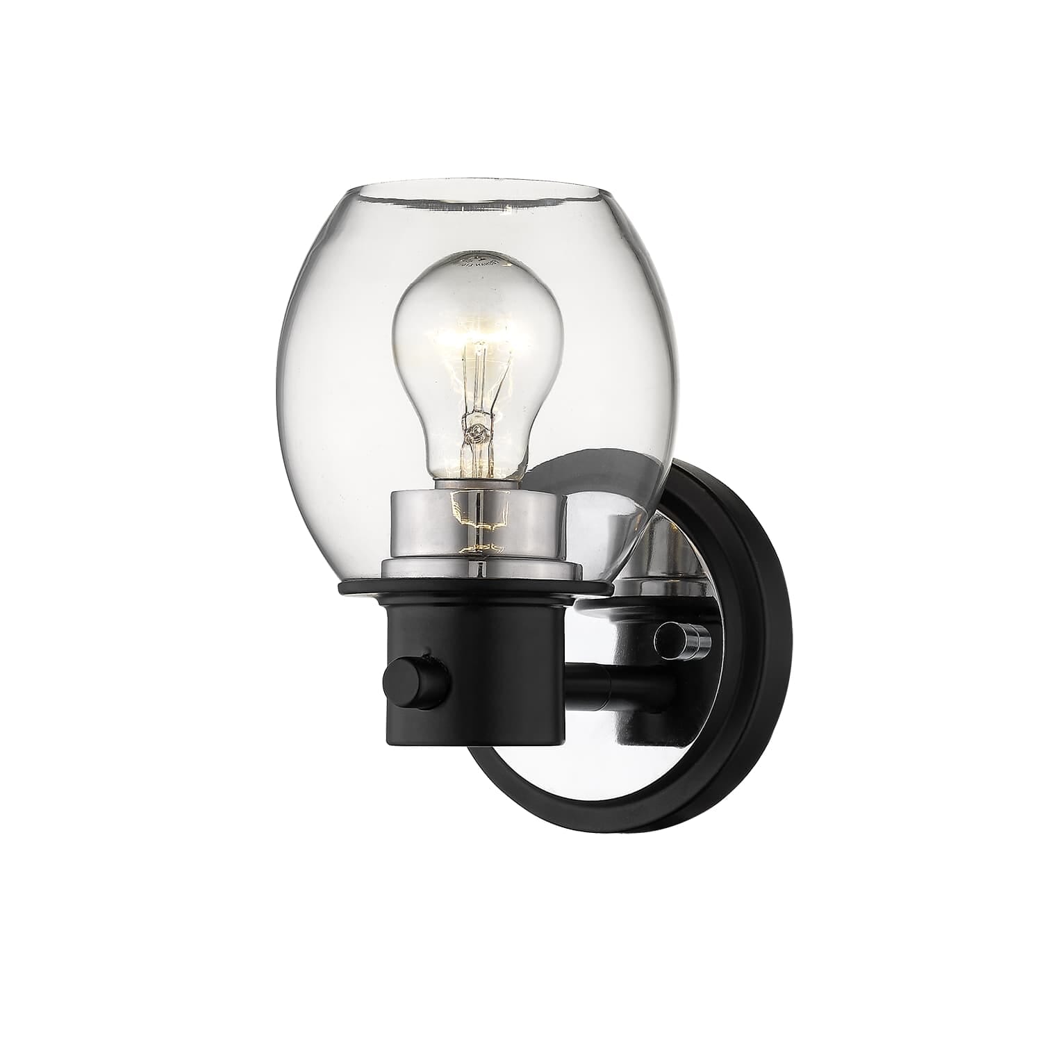 Millennium Lighting 1-Light 7.5" Wall Sconce in Matte Black and Polished Nickel