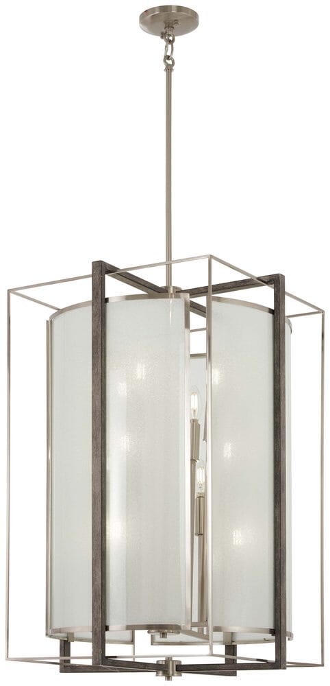 Minka Lavery Tyson'S Gate 12-Light 20" Pendant Light in Brushed Nickel with Shale Wood