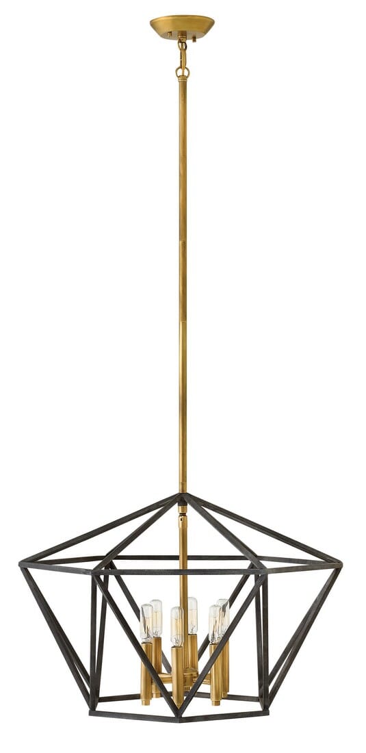 Hinkley Theory 6-Light Single Tier Stem Hung in Aged Zinc