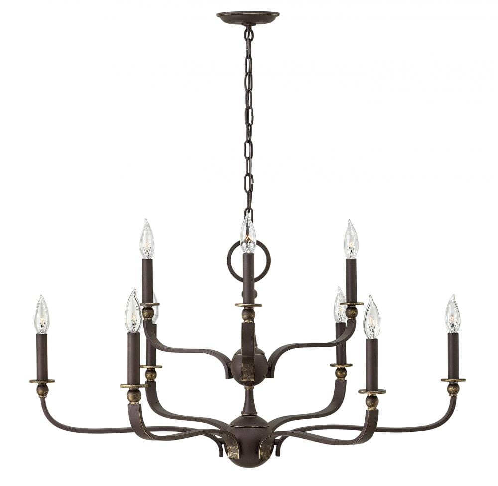 Hinkley Rutherford 9-Light Two Tier Chandelier in Oil Rubbed Bronze