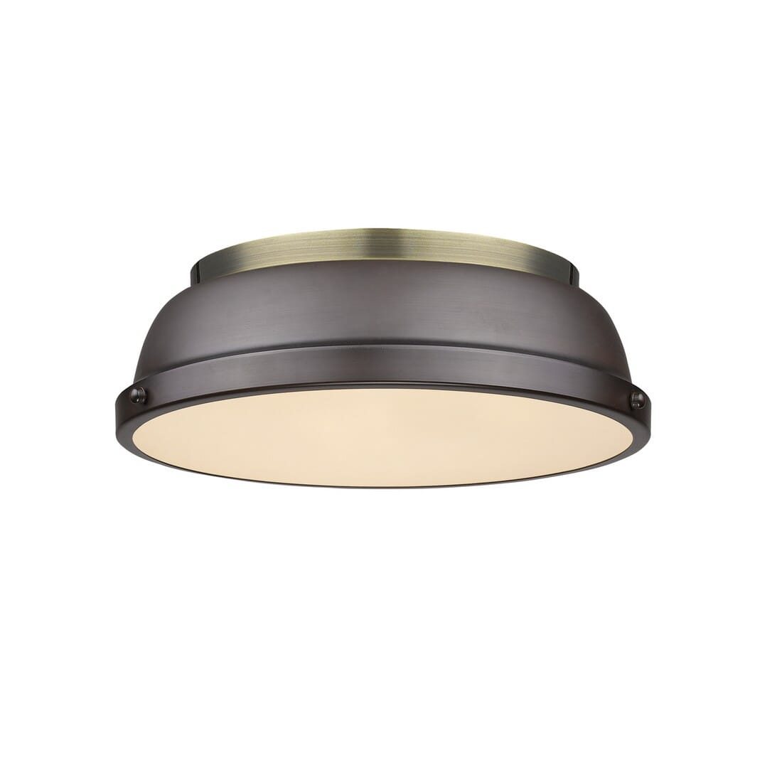 Golden Duncan 2-Light 14" Ceiling Light in Aged Brass and Rubbed Bronze