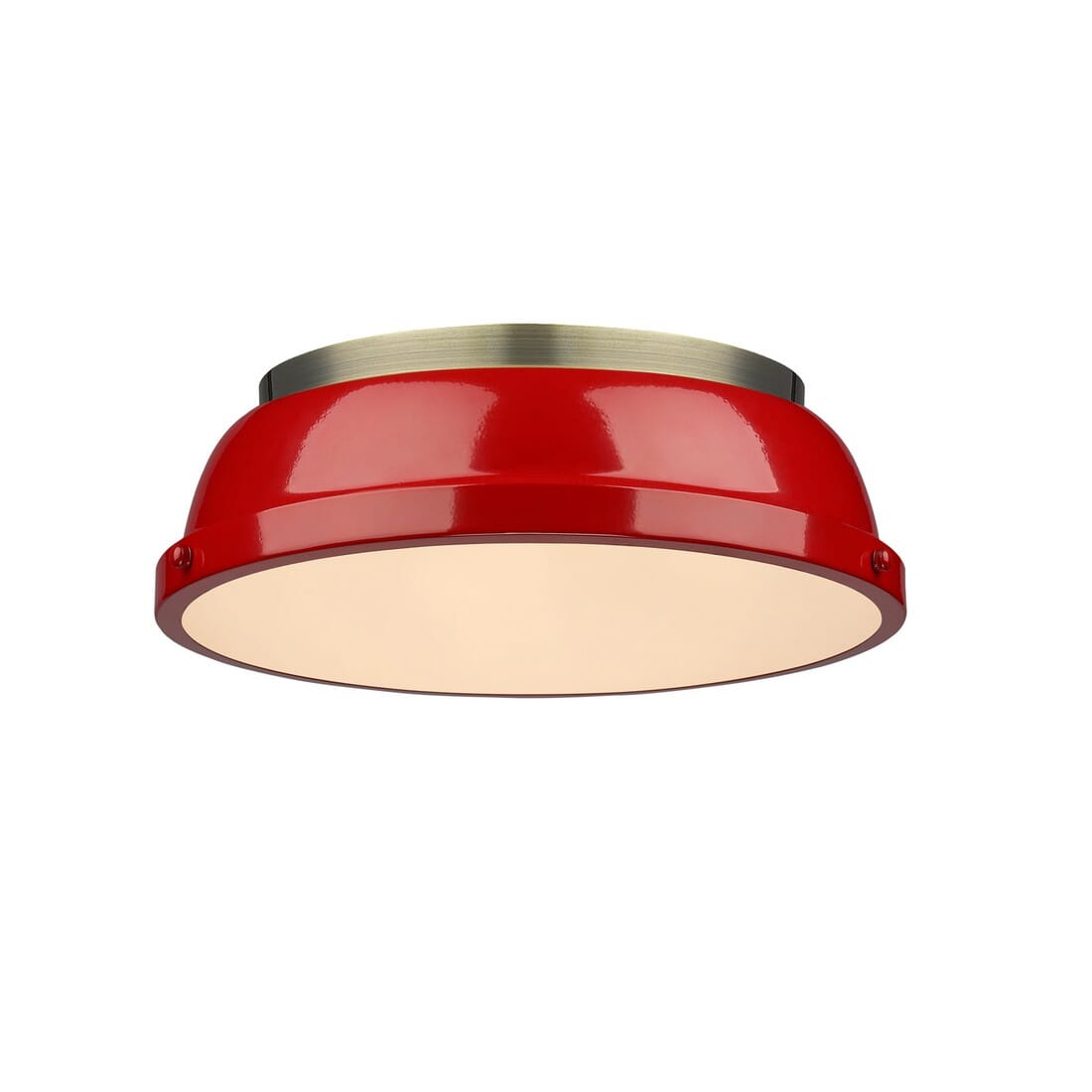 Golden Duncan 2-Light 14" Ceiling Light in Aged Brass and Red