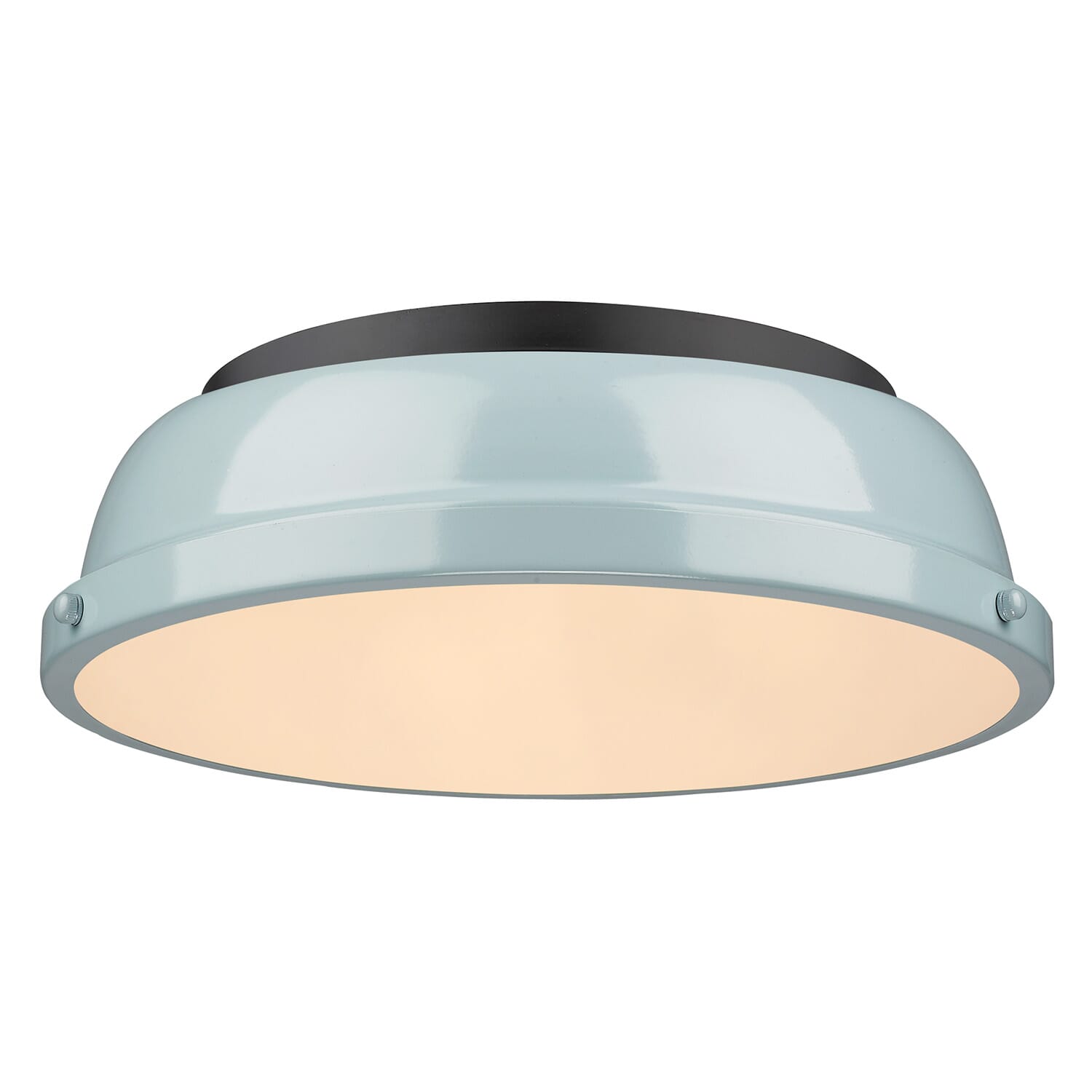 Golden Duncan 2-Light 14" Ceiling Light in Matte Black and Seafoam