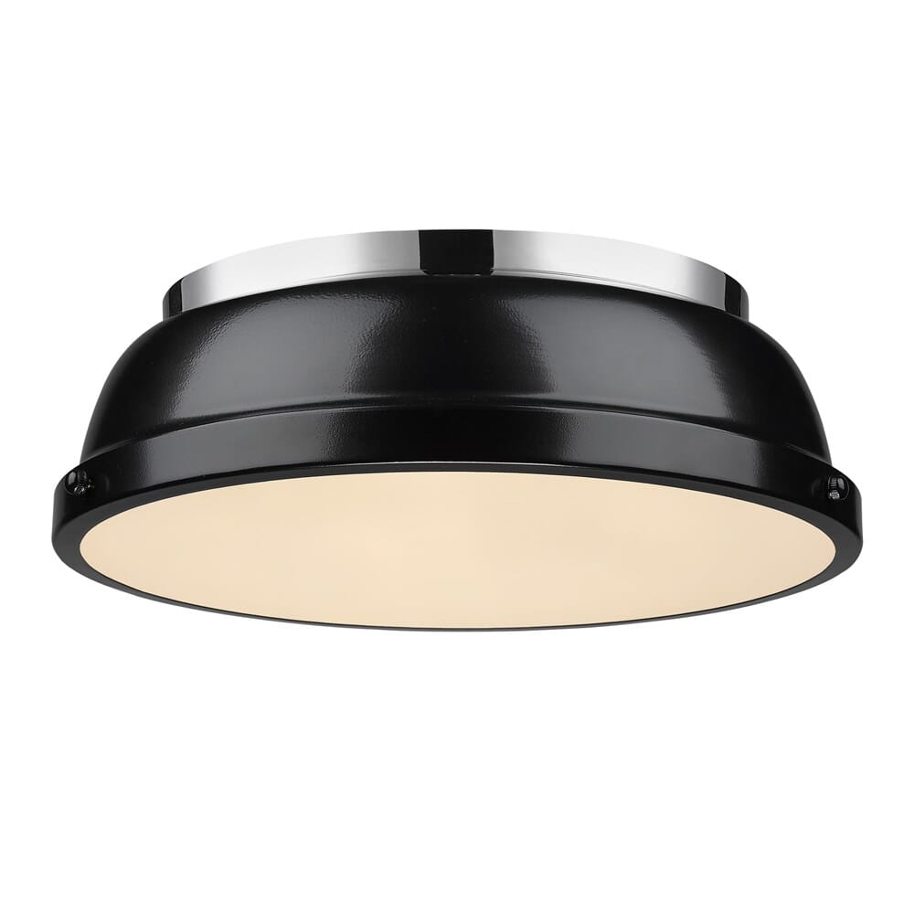 Golden Duncan 2-Light 14" Ceiling Light in Chrome and Black