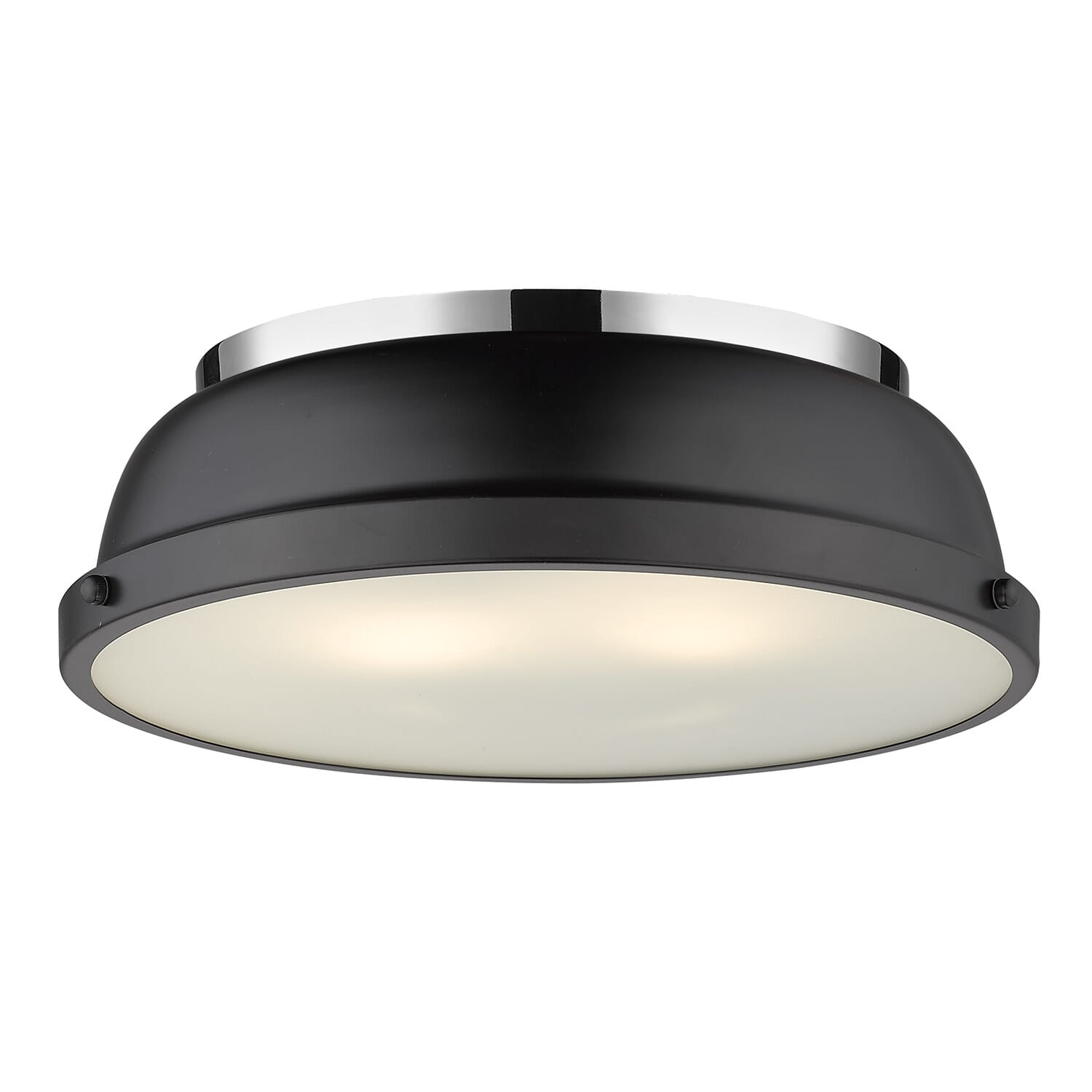 Golden Duncan 2-Light 14" Ceiling Light in Chrome and Matte Black