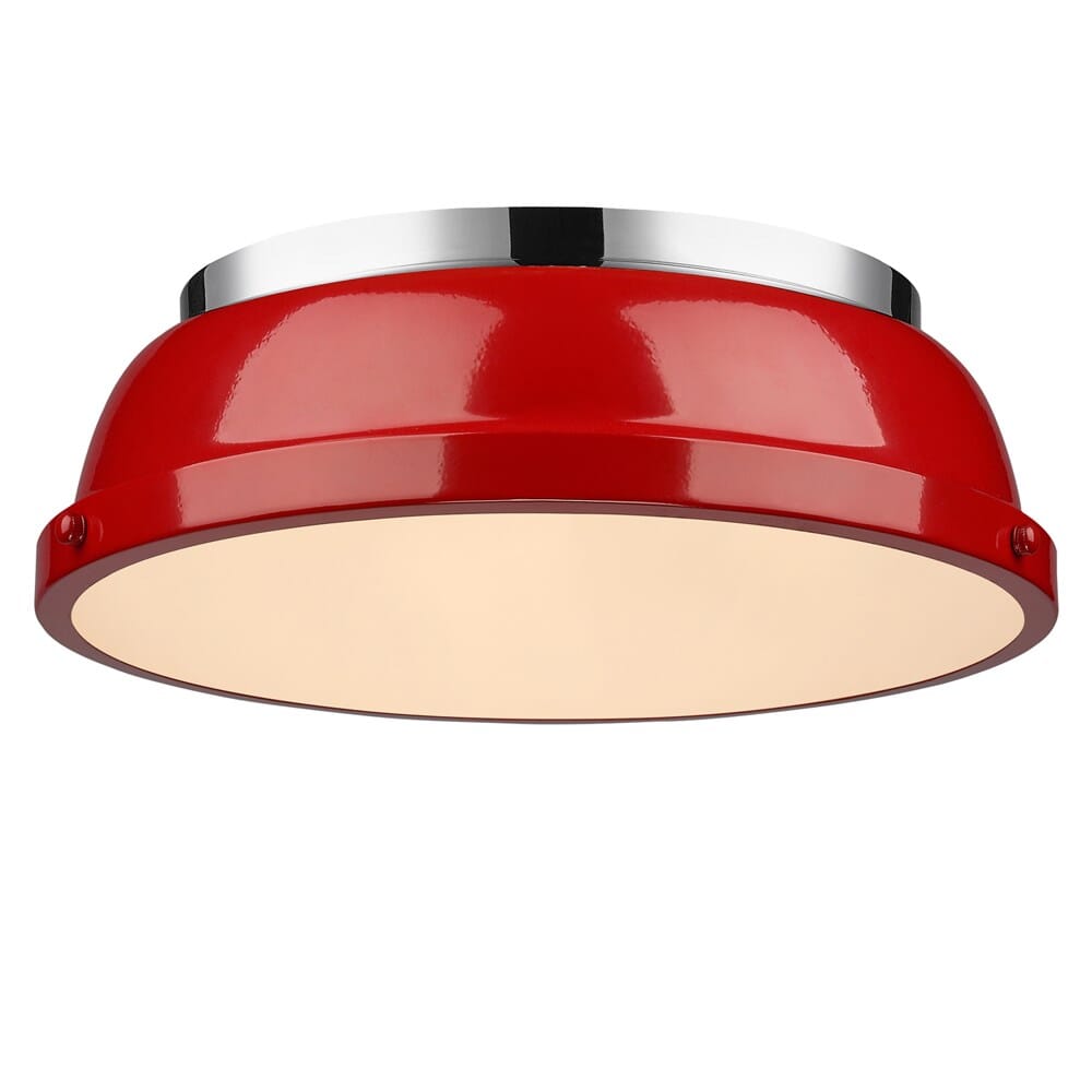 Golden Duncan 2-Light 14" Ceiling Light in Chrome and Red