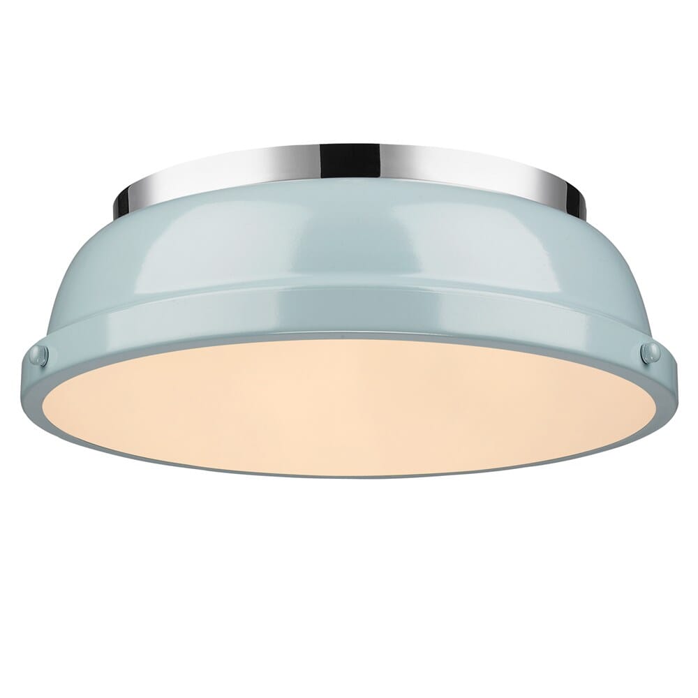 Golden Duncan 2-Light 14" Ceiling Light in Chrome and Seafoam