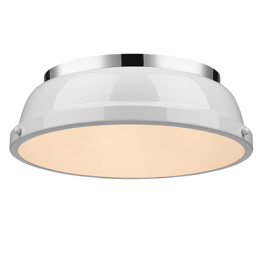 Golden Duncan 2-Light 14" Ceiling Light in Chrome and White