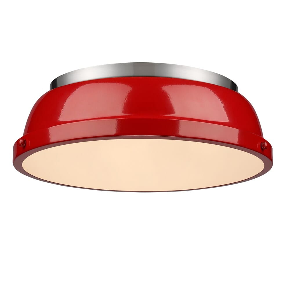 Golden Duncan 2-Light 14" Ceiling Light in Pewter and Red