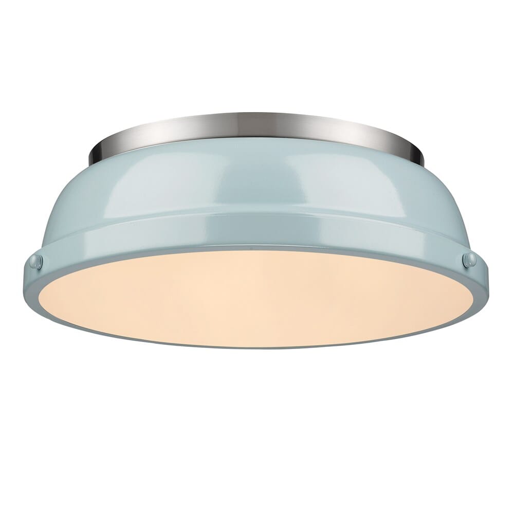 Golden Duncan 2-Light 14" Ceiling Light in Pewter and Seafoam