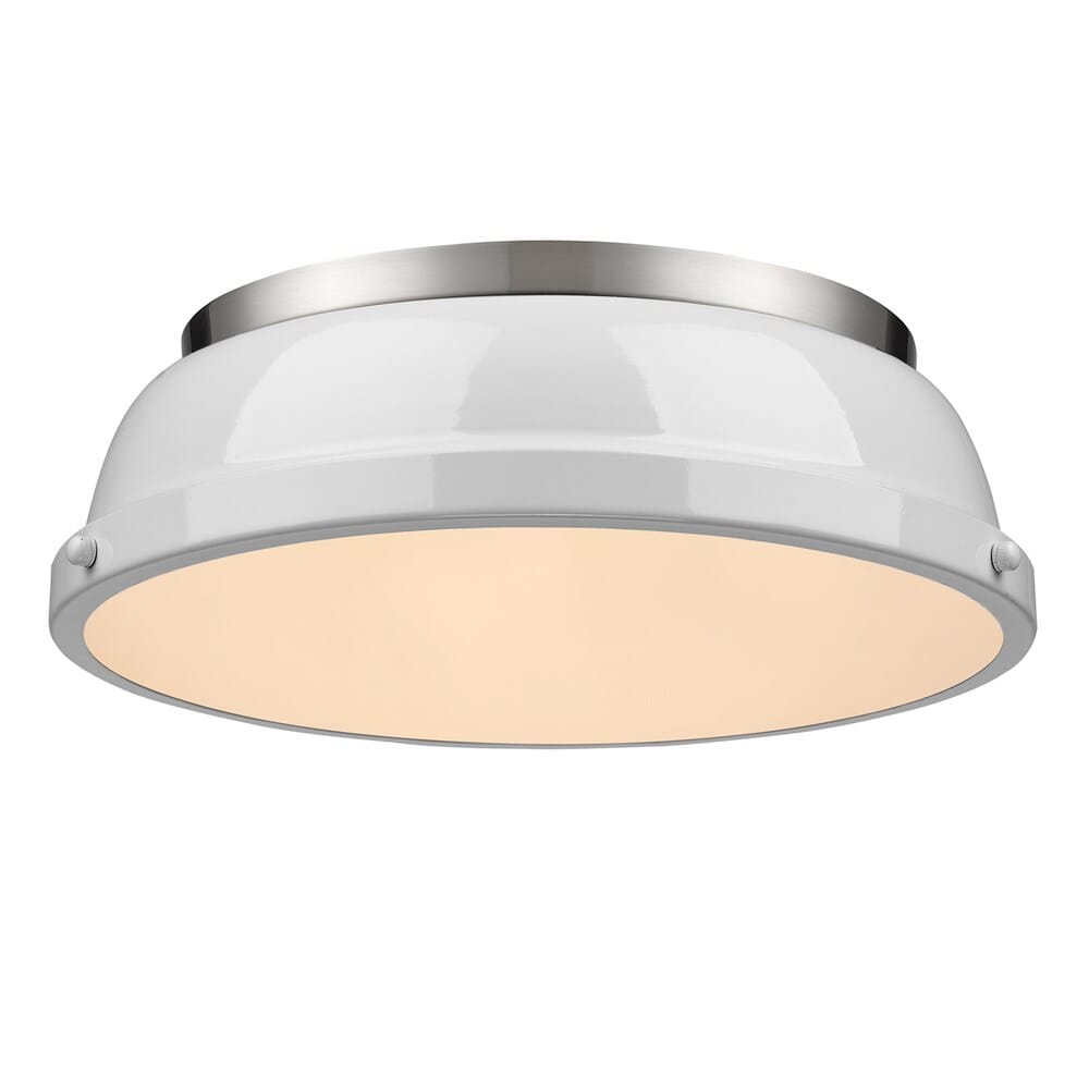 Golden Duncan 2-Light 14" Ceiling Light in Pewter and White