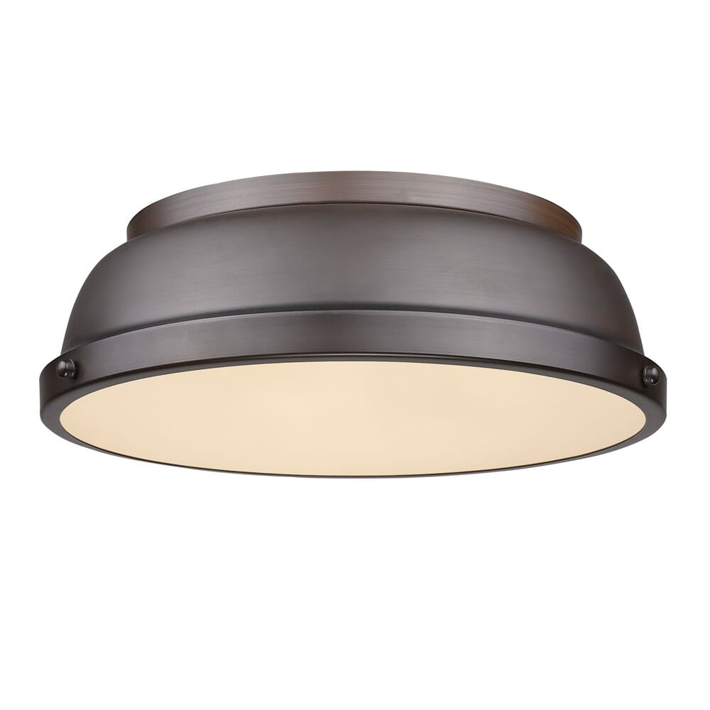 Golden Duncan 2-Light 14" Ceiling Light in Rubbed Bronze