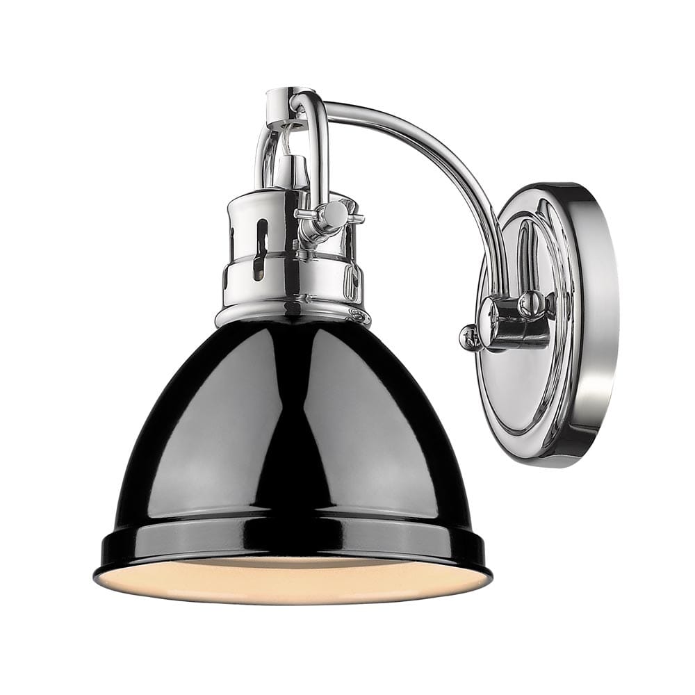 Golden Duncan Bathroom Wall Sconce in Chrome & Black