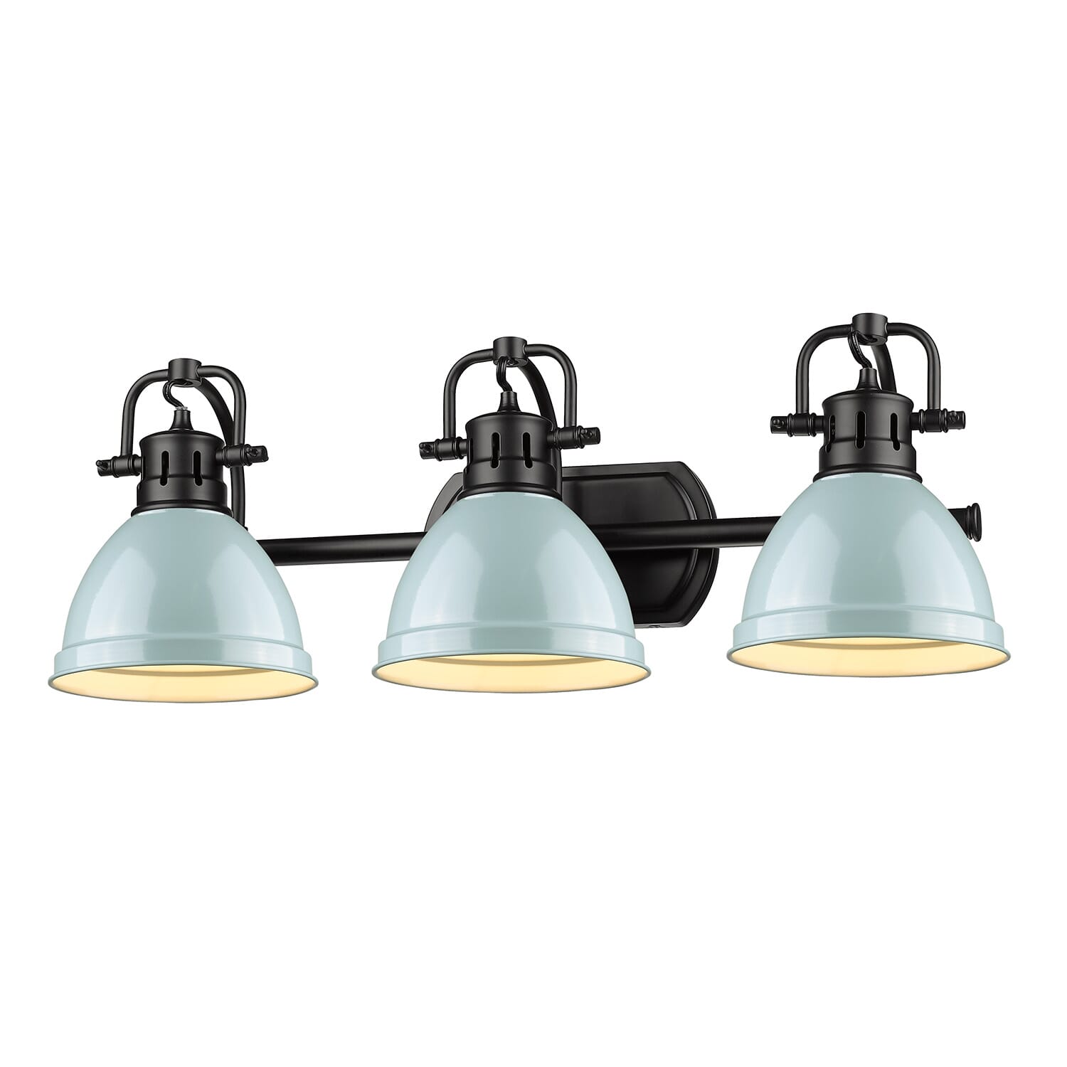 Golden Duncan 3-Light Bathroom Vanity Light in Black and Seafoam