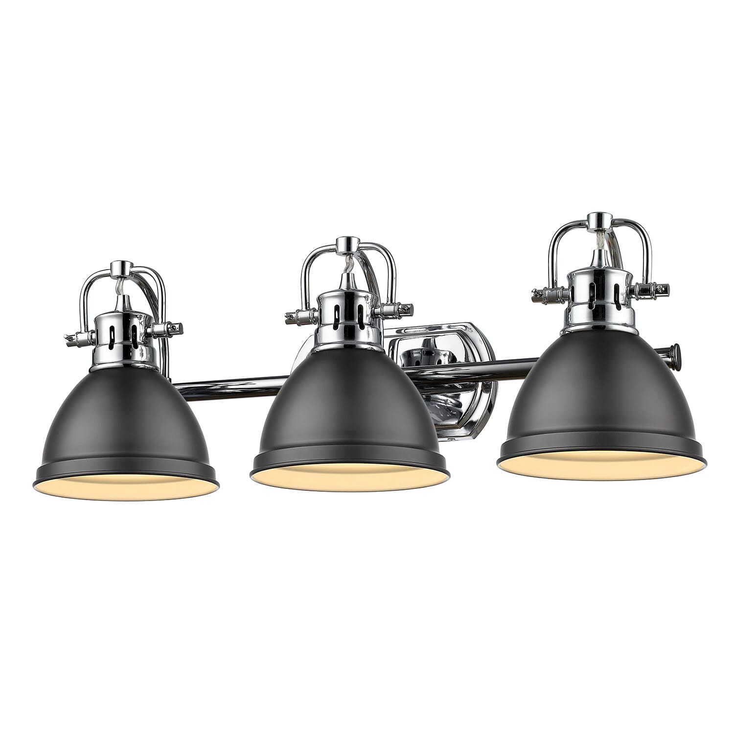 Golden Duncan 3-Light Bathroom Vanity Light in Chrome and Matte Black