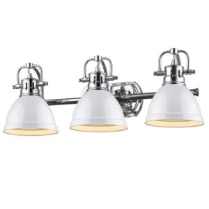 Golden Duncan 3-Light Bathroom Vanity Light in Chrome and White